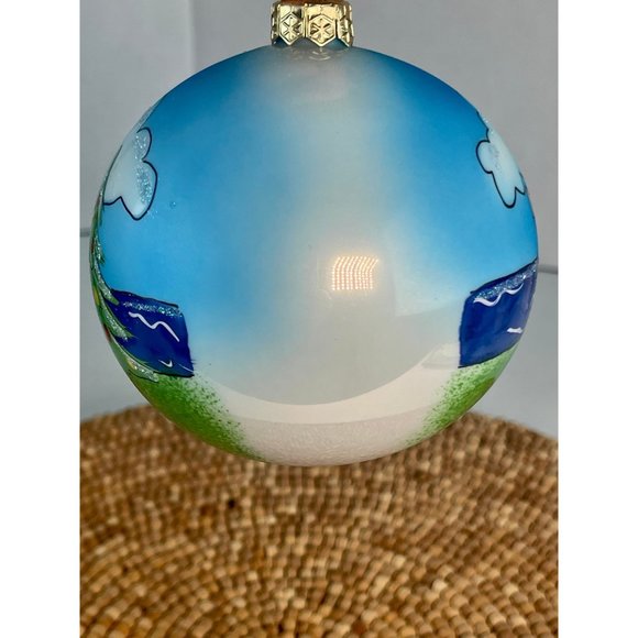 Mouth Blown Hand Painted Christmas Golfer Ornament, Vintage Golf Glass Holiday - Picture 3 of 8